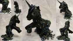 Size: 5120x2880 | Tagged: safe, artist:assassin-kitty, oc, oc only, oc:galaxia, pony, unicorn, g3, 2013, customized toy, female, g3 oc, horn, irl, mare, molded hair, photo, rearing, solo, toy
