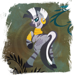 Size: 901x916 | Tagged: safe, artist:rariedash, zecora, zebra, g4, cutie mark, dock, fanfic, fanfic art, female, hooves, lineless, looking back, mare, solo