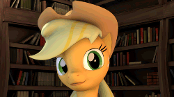 Size: 500x281 | Tagged: safe, artist:drdicksamazingstick, applejack, earth pony, pony, g4, 3d, animated, female, hat, howdy, looking at you, mare, solo, source filmmaker, wink