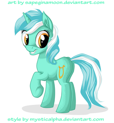 Size: 2774x3000 | Tagged: dead source, safe, artist:vird-gi, lyra heartstrings, pony, unicorn, g4, female, solo, style emulation