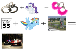 Size: 1536x1024 | Tagged: safe, rainbow dash, rarity, g4, autovelox, cuffs, fancy mathematics, insane troll logic, math, police, school, speed camera, speed limit