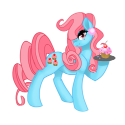 Size: 1254x1247 | Tagged: safe, artist:opalacorn, cup cake, earth pony, pony, g4, cake, female, solo, younger