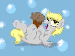Size: 1024x768 | Tagged: safe, artist:purplepassion3, derpy hooves, pegasus, pony, g4, female, mare, muffin, solo