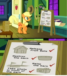 Size: 1920x2160 | Tagged: safe, edit, applejack, g4, plan, raise this barn, raze this barn, recycle, recycling, reuse