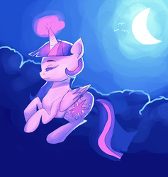 Size: 1024x1082 | Tagged: safe, artist:ponyem, twilight sparkle, alicorn, pony, g4, cloud, cloudy, female, mare, solo, twilight sparkle (alicorn)