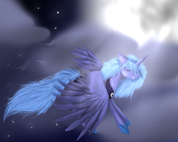 Size: 1280x1024 | Tagged: safe, artist:colami123, princess luna, g4, female, flying, night, solo