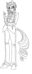 Size: 425x972 | Tagged: safe, artist:anakichi, rarity, anthro, g4, ambiguous facial structure, female, lineart, measuring tape, monochrome, solo