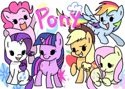 Size: 760x541 | Tagged: safe, artist:imo, applejack, fluttershy, pinkie pie, rainbow dash, rarity, twilight sparkle, pony, g4, mane six, pixiv