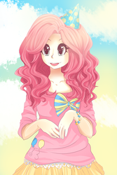 Size: 1100x1650 | Tagged: safe, artist:steffuh, pinkie pie, human, g4, female, hat, humanized, party hat, solo