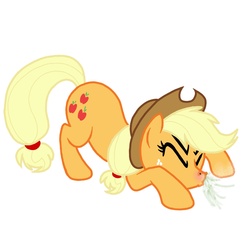 Size: 2048x2048 | Tagged: safe, applejack, g4, female, mucous, red nosed, sick, simple background, sneezing, sneezing fetish, snot, solo, spray