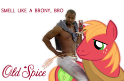 Size: 487x318 | Tagged: safe, artist:multigal, big macintosh, earth pony, pony, g4, advertisement, african american, i'm on a horse, isaiah mustafa, male, old spice, old spice guy, stallion