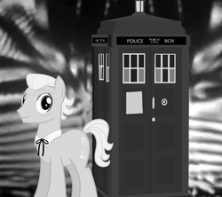 Size: 598x532 | Tagged: safe, doctor whooves, time turner, earth pony, pony, g4, black and white, bowtie, doctor who, first doctor, grayscale, male, monochrome, ponified, ribbon bow tie, solo, stallion, tardis, the doctor, time vortex, william hartnell