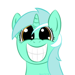 Size: 1500x1500 | Tagged: safe, artist:saine grey, lyra heartstrings, pony, unicorn, g4, dilated pupils, faic, female, grin, looking at you, simple background, smiling, solo, squee, transparent background, vector