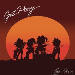 Size: 960x960 | Tagged: safe, applejack, pinkie pie, rainbow dash, rarity, earth pony, pegasus, pony, unicorn, g4, daft punk, female, get lucky, mare, parody, ponified, ponified single cover, single cover