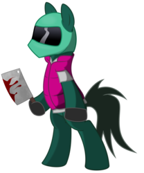 Size: 6400x7700 | Tagged: safe, artist:radiationalpha, earth pony, pony, absurd resolution, biker, bipedal, blood, cleaver, crossover, helmet, hotline miami, ponified, simple background, solo, transparent background, vector