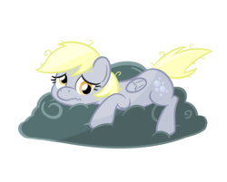 Size: 990x796 | Tagged: safe, artist:hip-indeed, derpy hooves, pegasus, pony, g4, cloud, female, mare, sad, solo
