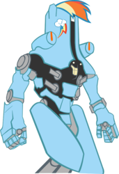 Size: 539x786 | Tagged: safe, rainbow dash, g4, ambiguous gender, cherno alpha, jaeger, jaegerfied, pacific rim, solo