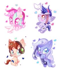 Size: 831x961 | Tagged: safe, artist:ipun, oc, oc only, pony, unicorn, chibi, cute, female, heart, heart eyes, male, mare, simple background, stallion, transparent background, wingding eyes