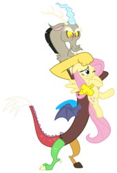 Size: 3393x5000 | Tagged: safe, artist:synch-anon, artist:twiforce, discord, fluttershy, g4, absurd resolution, noogie, simple background, transparent background, vector