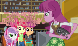 Size: 1280x761 | Tagged: safe, edit, edited screencap, screencap, apple bloom, cheerilee, scootaloo, sweetie belle, equestria girls, g4, cards against equestria girls, cheerilee sister