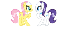 Size: 1360x547 | Tagged: safe, artist:kittyitty123, color edit, aloe, fluttershy, lotus blossom, rarity, g4, spa twins