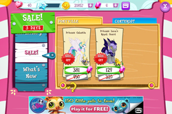 Size: 960x640 | Tagged: safe, gameloft, princess celestia, bat pony, pony, g4, crack is cheaper, littlest pet shop, night guard, russell ferguson, sale, sunil nevla