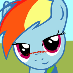 Size: 780x780 | Tagged: safe, artist:bordbrain, artist:idkwtsit2u, rainbow dash, g4, bedroom eyes, blushing, close-up, female, looking at you, solo, trace