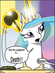 Size: 397x524 | Tagged: artist needed, source needed, safe, princess celestia, g4, female, gavel, judge, judgement, solo, tyrant celestia