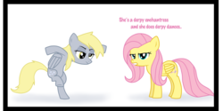 Size: 1573x785 | Tagged: safe, artist:kasun05, derpy hooves, fluttershy, pegasus, pony, g4, duo, duo female, evil enchantress, female, mare, simple background, white background