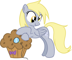 Size: 1339x1130 | Tagged: safe, artist:kasun05, derpy hooves, pegasus, pony, g4, bowtie, female, giant muffin, mare, monocle, muffin, solo