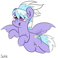 Size: 894x894 | Tagged: safe, artist:softkityonfire, cloudchaser, g4, female, flying, smiling, solo