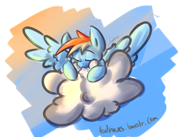 Size: 1280x989 | Tagged: safe, artist:leadhooves, rainbow dash, g4, 30 minute art challenge, cloud, drool, female, solo