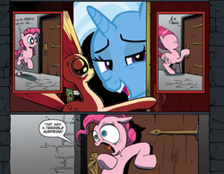 Size: 1024x795 | Tagged: safe, pinkie pie, trixie, g4, exploitable meme, meme, surprise door