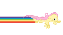 Size: 1680x946 | Tagged: safe, artist:brony4eternity, fluttershy, pegasus, pony, g4, .psd available, female, rainbow, rainbow trail, simple background, solo, sonic rainboom, transparent background, vector