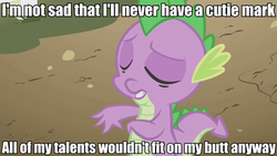 Size: 480x270 | Tagged: safe, spike, g4, cutie mark, image macro, male, solo