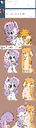 Size: 635x2231 | Tagged: safe, artist:fiddlearts, sweetie belle, oc, oc:energy, earth pony, pony, robot, robot pony, unicorn, g4, animated, ask, blushing, brown background, cheek kiss, chest fluff, comic, cute, diasweetes, embarrassed, eyes closed, female, floppy ears, frown, future sweetie bot, gif, heart, hooves, horn, kissing, lesbian, looking away, mare, older, open mouth, pointing, repairing, shipping, simple background, sitting, smiling, sweetie bot, teeth, tumblr, wavy mouth