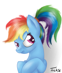 Size: 3000x3500 | Tagged: safe, artist:fedumedu, rainbow dash, g4, alternate hairstyle, female, ponytail, solo, tsundere