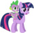 Size: 1163x1146 | Tagged: safe, artist:jeatz-axl, spike, twilight sparkle, dragon, pony, unicorn, g4, dragons riding ponies, duo, female, male, mare, riding, riding a pony, simple background, spike riding twilight, svg, transparent background, unicorn twilight, vector