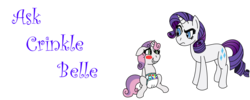 Size: 990x396 | Tagged: safe, artist:neoryan2, rarity, sweetie belle, pony, g4, banner, blushing, diaper, diaper fetish, female, filly, foal, non-baby in diaper, tumblr