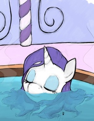 Size: 1393x1800 | Tagged: safe, artist:inkwel-mlp, rarity, g4, bath, female, solo, spa, water, wet, wet mane, wet mane rarity