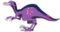 Size: 4698x2520 | Tagged: safe, artist:flutterflyraptor, twilight sparkle, dinosaur, velociraptor, g4, female, simple background, solo, species swap, transparent background, vector