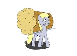 Size: 1024x744 | Tagged: safe, artist:alloco, derpy hooves, pegasus, pony, g4, female, giant muffin, mare, muffin, simple background, solo, white background