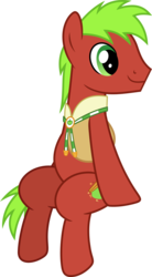 Size: 3857x7000 | Tagged: safe, artist:chainchomp2, apple cinnamon, earth pony, pony, g4, absurd resolution, apple family member, background pony, bolo tie, collar, male, simple background, sitting, smiling, solo, stallion, transparent background, vector