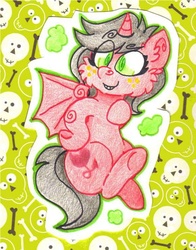 Size: 588x749 | Tagged: safe, artist:codtier, oc, oc only, oc:wicked heart, bat pony, pony, fluffy, solo