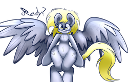 Size: 1280x817 | Tagged: safe, artist:extradan, derpy hooves, oc:jerky hooves, pony, g4, bipedal, hips, solo