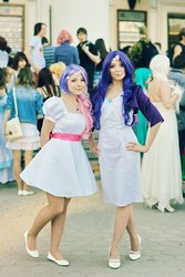 Size: 500x750 | Tagged: safe, artist:chou-kou, artist:scentless-flower, rarity, sweetie belle, human, g4, cosplay, irl, irl human, photo