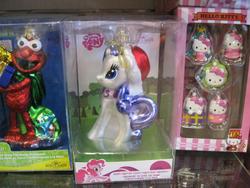 Size: 1024x768 | Tagged: safe, rarity, g4, christmas, elmo, female, hello kitty, irl, merchandise, ornament, photo, sanrio, sesame street, toy