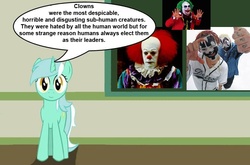 Size: 887x587 | Tagged: safe, lyra heartstrings, g4, bozo the clown, chalkboard, clown, doink the clown, human studies101 with lyra, insane clown posse, it, john wayne gacy, juggalos, meme, op is a duck, op is trying to start shit, pennywise, the joker, wwe, wwf