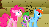 Size: 960x540 | Tagged: safe, edit, edited screencap, screencap, fluttershy, pinkie pie, rainbow dash, spike, dragon, earth pony, pegasus, pony, g4, over a barrel, animated, female, glomp, male, mare, red dot, sniper, tackle