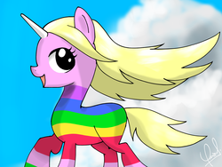 Size: 1600x1200 | Tagged: safe, artist:zorbitas, pony, adventure time, lady rainicorn, male, ponified, solo